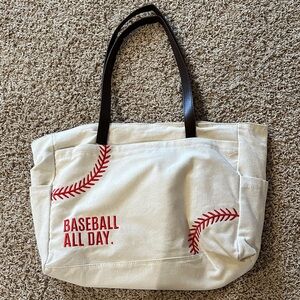Baseball All Day Cream Tote Bag
